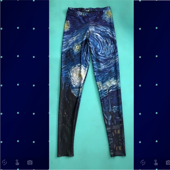Van Gogh Starry Night Black Milk Australian Leggings, S - Picture 4 of 4